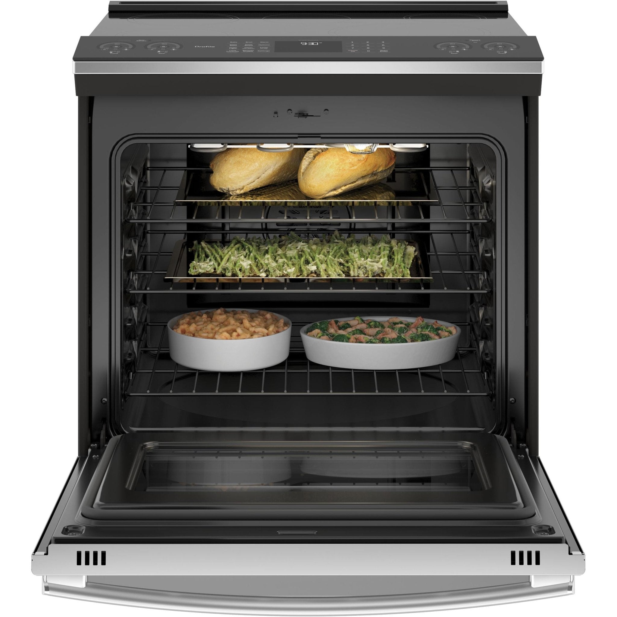 GE Profile Cuisinière encastrable électrique induction de 30 po. avec technology convection européenne véritable PCHS920YMFS - VENTE FINALE - BOITE OUVERTE - VENDU TEL QUEL - Germain Larivière