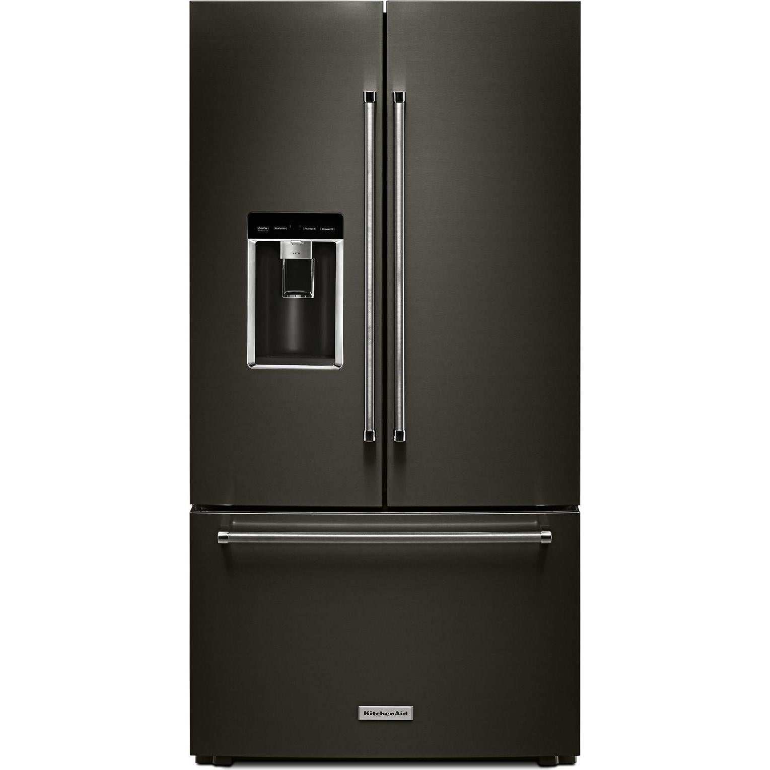 KitchenAid Réfrigérateur trois portes avec porte à deux battants à profondeur de comptoir de 36 po, 23.8 pi cu avec distributeur d'eau et de glaçons KRFC704FBS